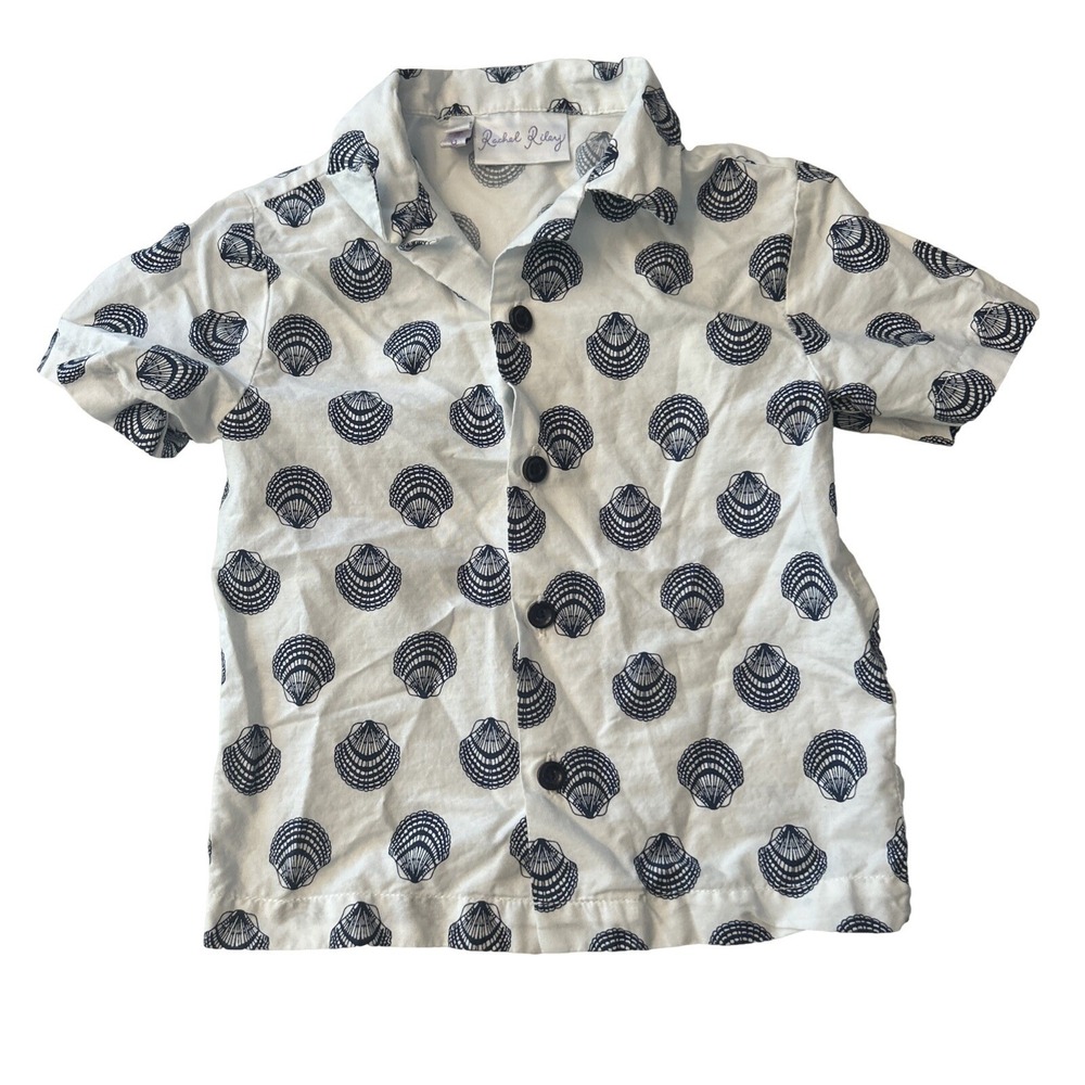 Rachel Riley Shell Shirt Boys Toddler 2Y Button Down Short Sleeve Shirt Beach